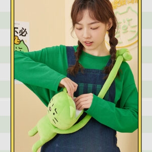 Cute Little Green Cat Doll Messenger Bag Creative kawaii