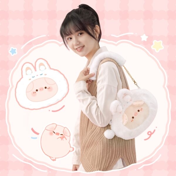 Urocza różowa pluszowa torba na ramię z królikiem Prezent kawaii