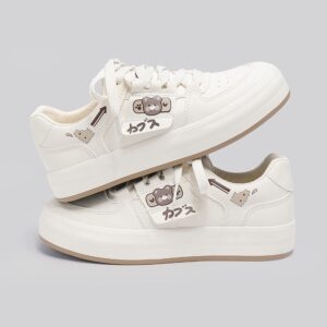 Japanese All-match Cute Bear White Sneakers
