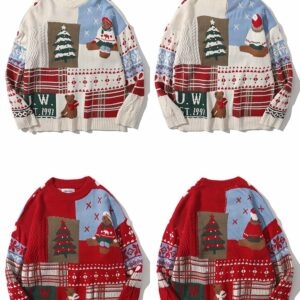 Japanischer Retro-Pullover mit Weihnachtsbär und Rundhalsausschnitt Bär kawaii