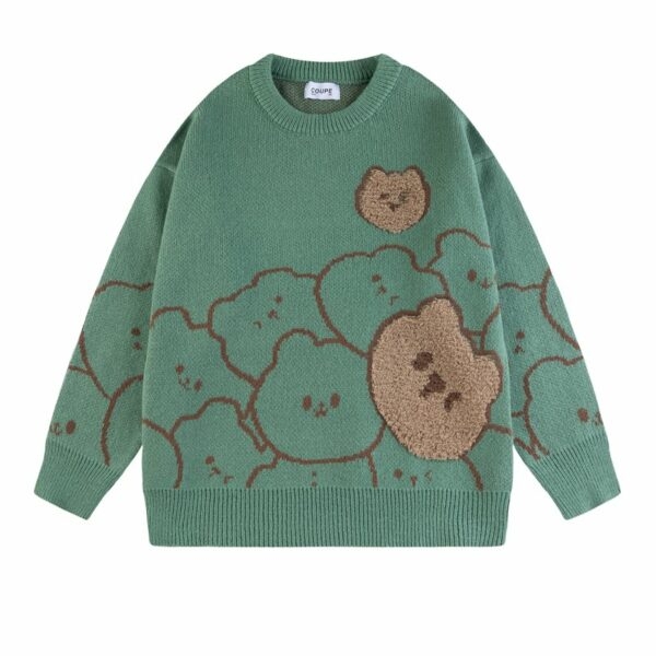 Japanese Retro Lazy Wind Bear Pullover Sweater bear kawaii