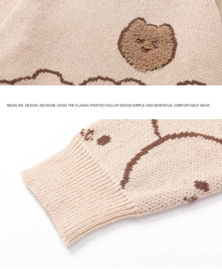 Japoński sweter w stylu retro leniwy wiatr z niedźwiedziem