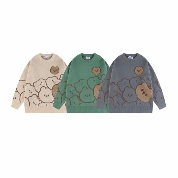 Japansk Retro Lazy Wind Bear Pullover tröja björn kawaii