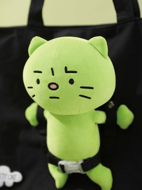 Borsa a tracolla in tela Kawaii simpatico gatto verde borsa di tela kawaii