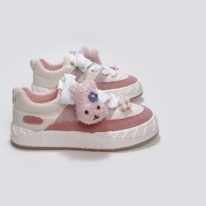 카와이 핑크 레트로 로우 탑 캔버스 신발 캔버스 신발 귀여운