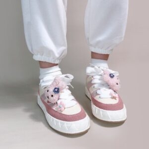 Zapatos de lona bajos retro kawaii rosa Zapatos de lona kawaii