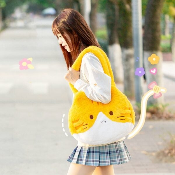 Bolsa de ombro de pelúcia para gato pequeno Kawaii Anime kawaii