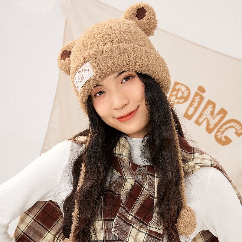 Cute Bear Ears Knitted Plush Hat - Kawaii Fashion Shop | Cute Asian ...