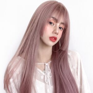 Lolita Pink Long Straight Wig Lolita kawaii