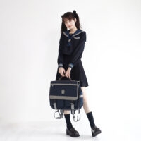 Черный матросский костюм в японском студенческом стиле Студенческий стиль каваи