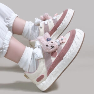 Chaussures basses en toile rétro roses Kawaii Chaussures en toile kawaii