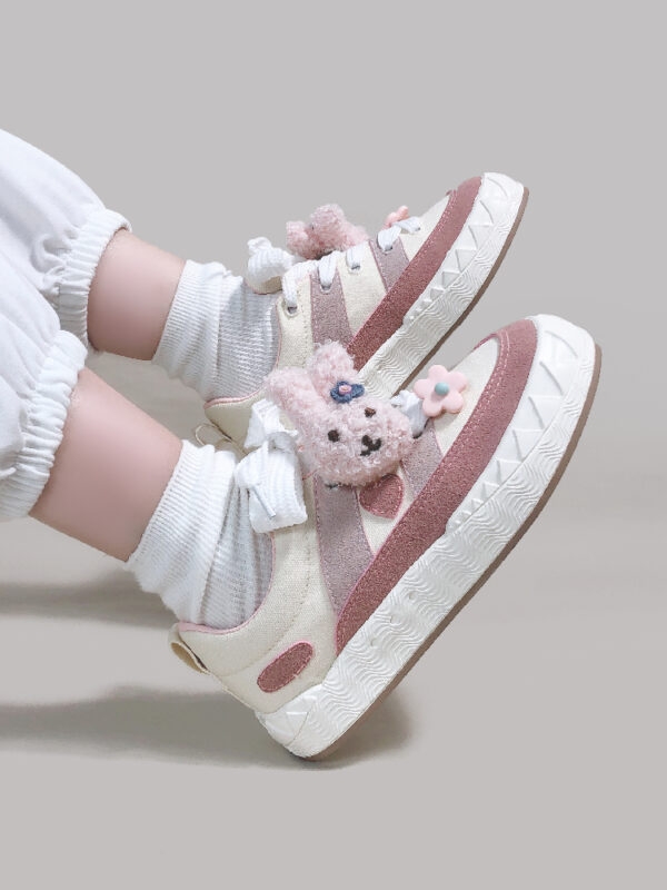 Chaussures basses en toile rétro roses Kawaii Chaussures en toile kawaii