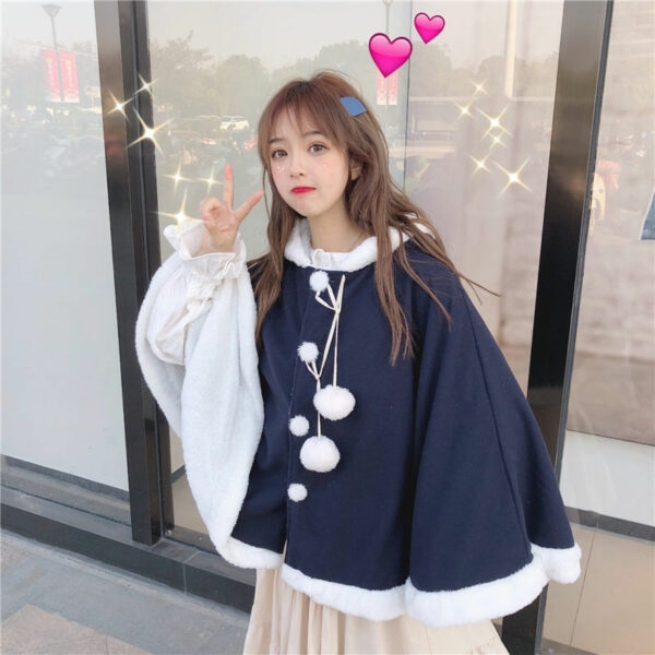 Cute Japanese Loose Hooded Cloak Coat - Kawaii Fashion Shop | Cute ...
