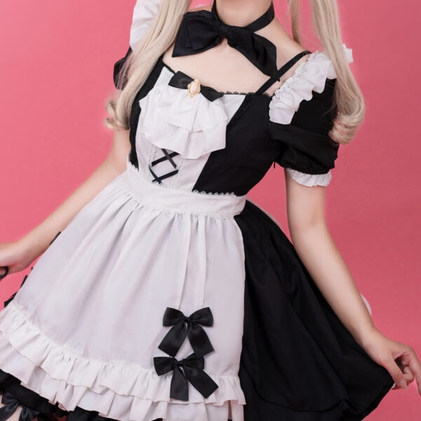 Cute Black and White Maid Skirt Set 4