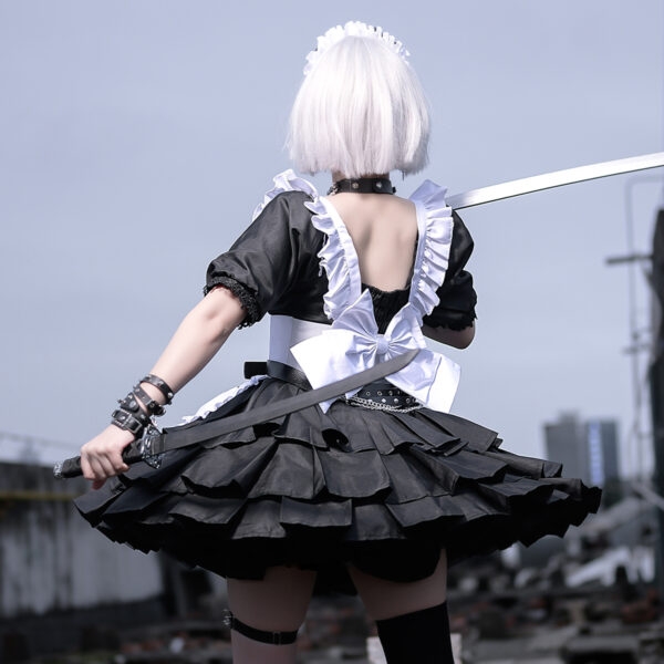 Cute Black White Maid Uniform Dress Suit 4