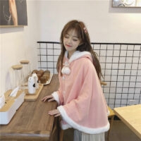 Cute Japanese Loose Hooded Cloak Coat Cloak Coat kawaii