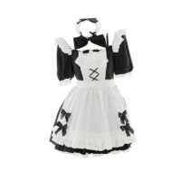 Söt svart och vit Maid Kjol Set Cosplay klänning kawaii