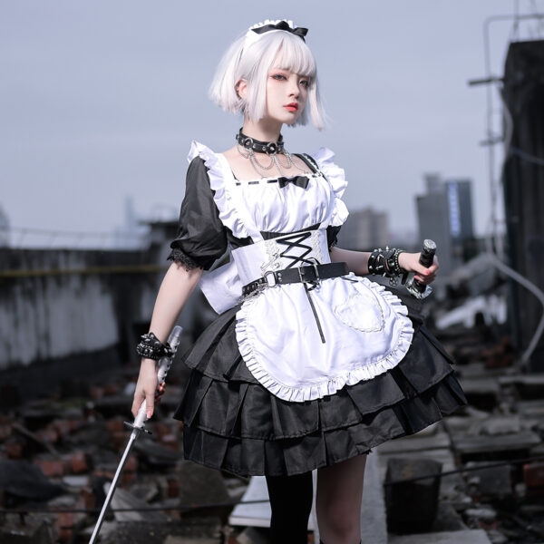 Cute Black White Maid Uniform Dress Suit 2