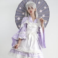 Costume de tenue de femme de chambre violet doux Femme de ménage kawaii