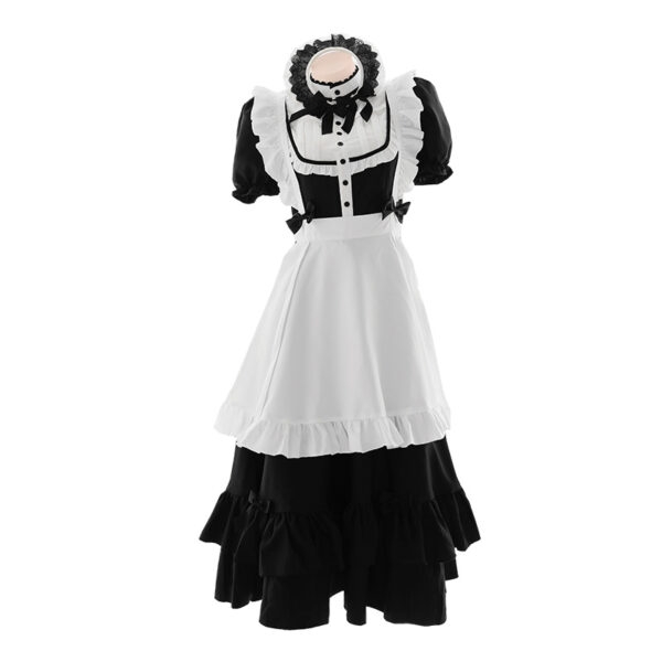 Elegante zwart-witte meid lange rokset kanten grote rok kawaii