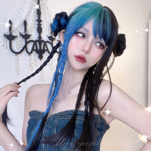Japanese Y2k Gradient Blue Lolita Wig Gradient Blue kawaii