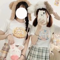 Мягкая футболка в японском мультяшном стиле Kawaii Girl с принтом Мультфильм каваи