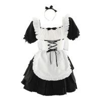 Simpatico abito uniforme da cameriera bianco nero Grembiule kawaii