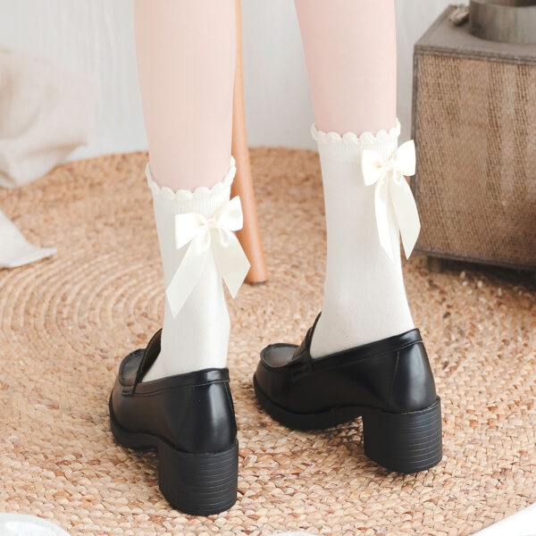 Японские милые универсальные носки в стиле Лолиты с лентой и бантом Универсальный каваи