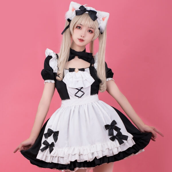 Cute Black and White Maid Skirt Set 1