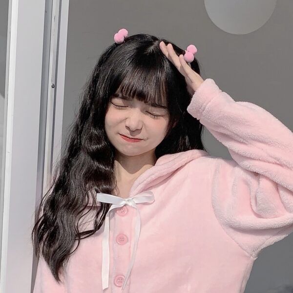 Cute Pink Ball Lolita Hair Ring Cute kawaii