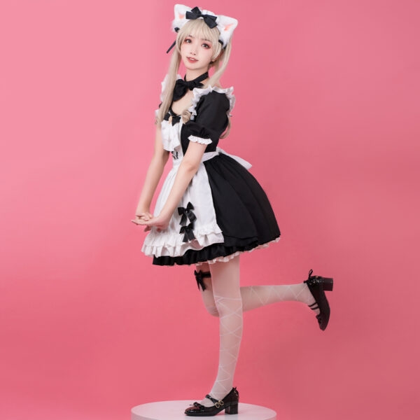 Cute Black and White Maid Skirt Set 3