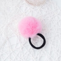 розовый-меховой комок-круг для волос