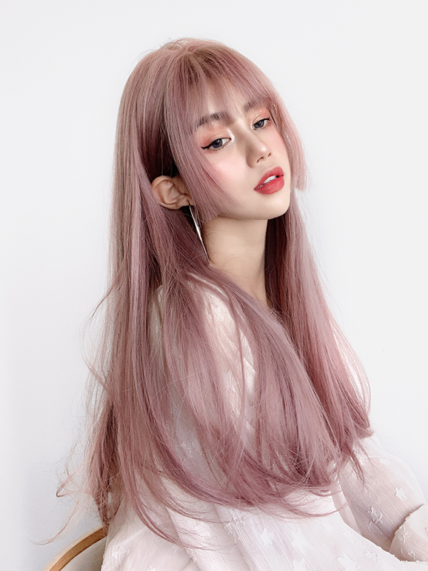 Lolita Pink Long Straight Wig Lolita kawaii