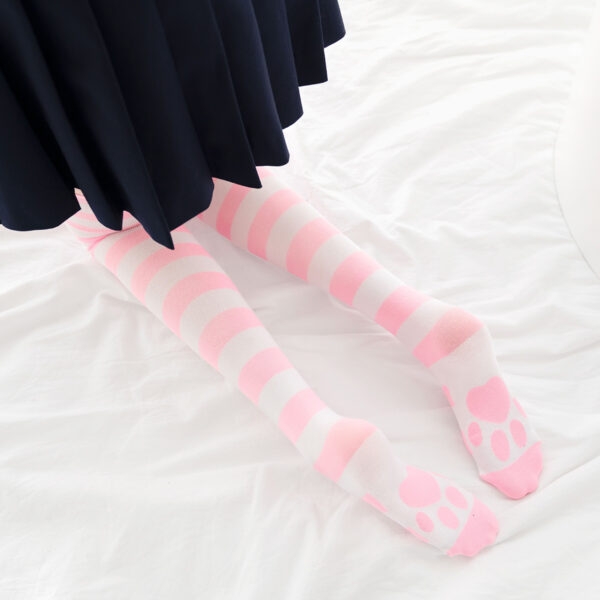 Kawaii Knitted Cat Claw Striped Socks 1