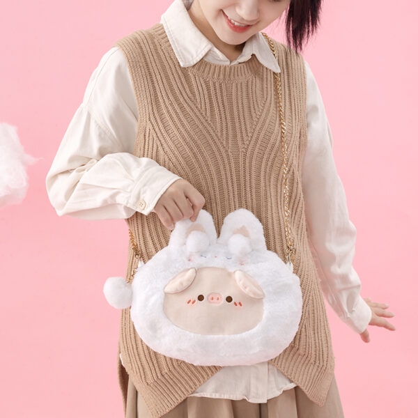 Cute Pink Rabbit Plush Shoulder Bag Gift kawaii