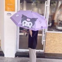 Parapluie solaire à trois volets Kawaii Sanrio Kuromi Rouleau à la cannelle kawaii