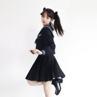 Japansk college stil svart sjöman kostym College Style kawaii