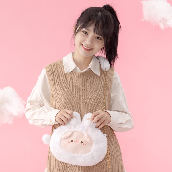Cute Pink Rabbit Plush Shoulder Bag Gift kawaii