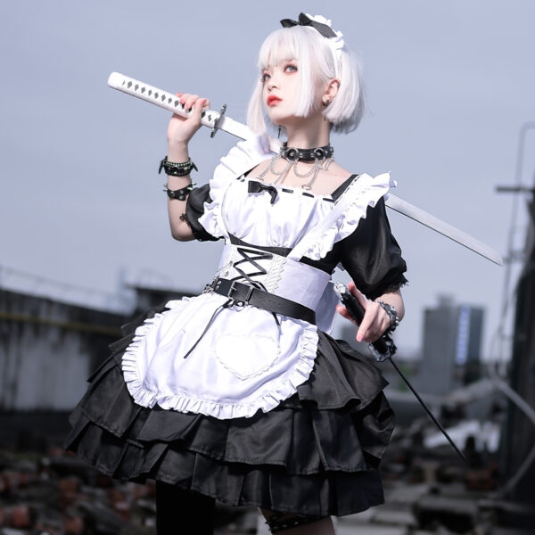 Cute Black White Maid Uniform Dress Suit 1
