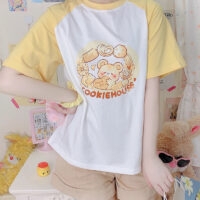 Kawaii Soft Girl Style Japanese Cartoon Print T-shirt - M, common rabbit