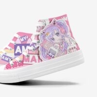 Sapatos de lona de cano alto para meninas com design original para jogos Sapatos de lona kawaii