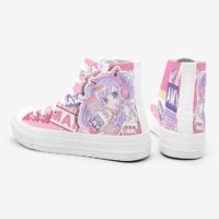 Sapatos de lona de cano alto para meninas com design original para jogos Sapatos de lona kawaii