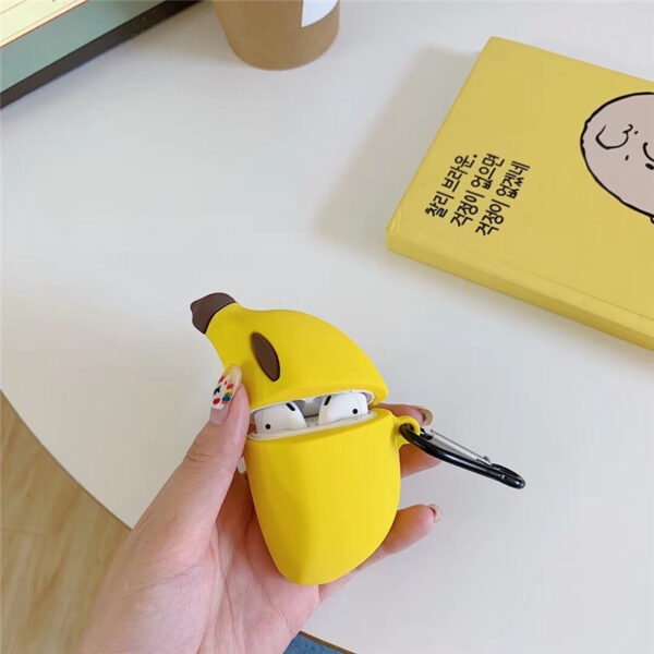 Linda funda de silicona para AirPods con diseño de plátano en 3D Airpods kawaii