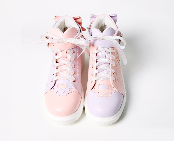 Japanese Pink Cute Long-Eared Rabbit High-Top Shoes 1