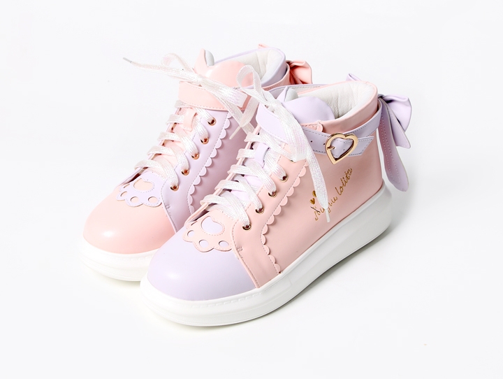 Sapatos cano alto de coelho de orelhas compridas rosa japonês fofos 5
