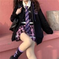 Japanischer weicher schwarzer Mantel im Mädchenstil Schwarzes Kawaii
