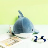 Brinquedo de pelúcia boneca tubarão azul kawaii kawaii azul