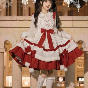 Rotes Kawaii-Mädchen-Lolita-Kleid Erster Schnee kawaii