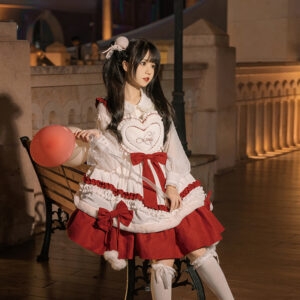 Vestido Lolita Vermelho Menina Kawaii Primeira neve kawaii