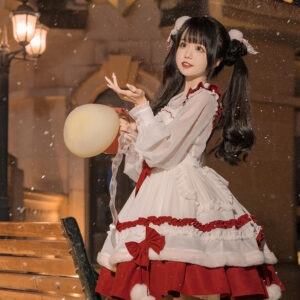 Vestido Lolita Rojo Chica Kawaii Primera nieve kawaii